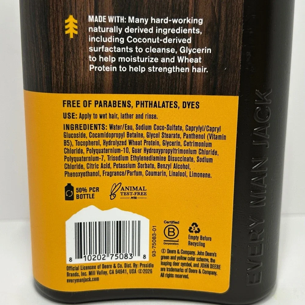 Every Man Jack John Deere 2-in-1 Shampoo Conditioner Iron Horizon 13.5 oz New